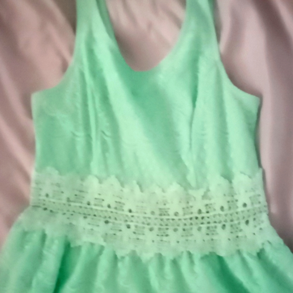 Kids dress seafoam green lacey